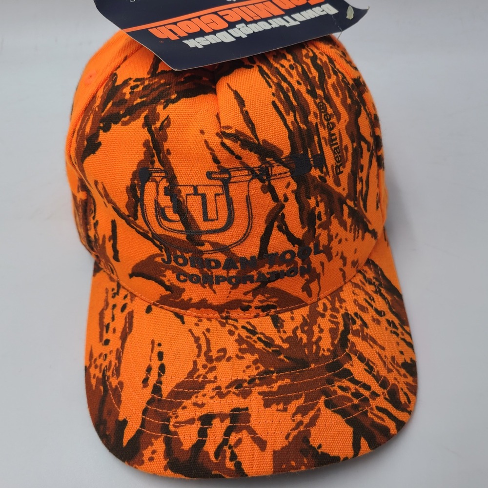 Vintage Jordan Tool Corporation Hat Snapback Realtree Blaze Orange Camo Logo Men